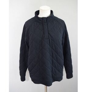 Cozy Earth Men's Bamboo Ultra Soft Quilted Snap Pullover Size Large Black